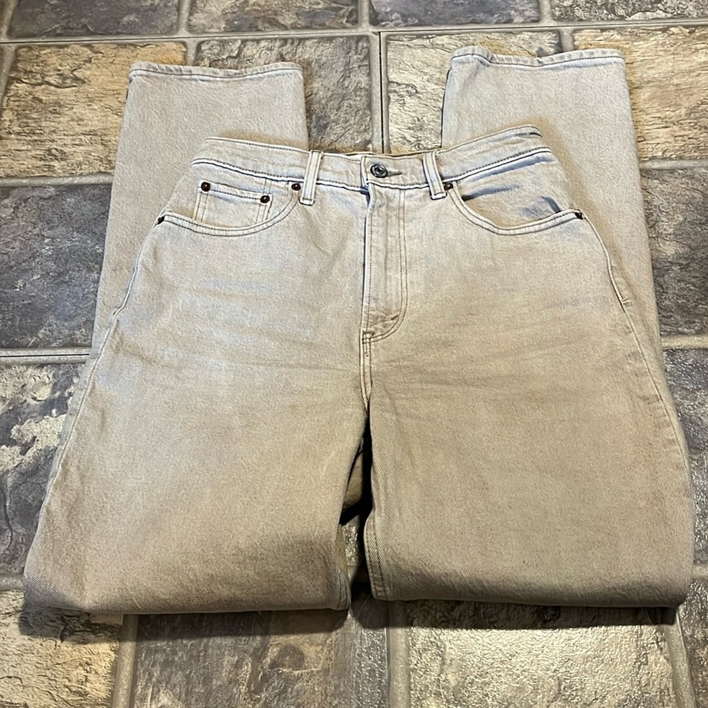 Abercrombie & Fitch Curve Love Jeans, High Rise, Straight Leg, Size 26, Beige
